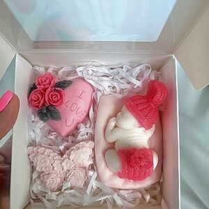 Hand Crafted Pink and Red Baby Soap Gift Set